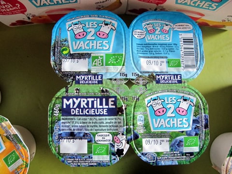 yaourts aux mytilles les 2 vaches