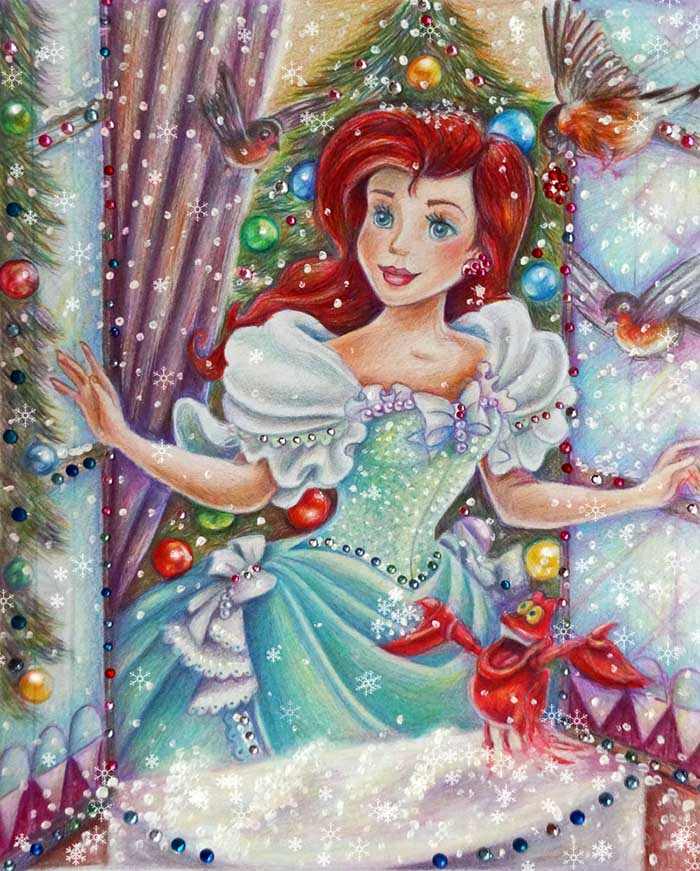 princesse-disney-ariel-noel-par-alena-koshkar