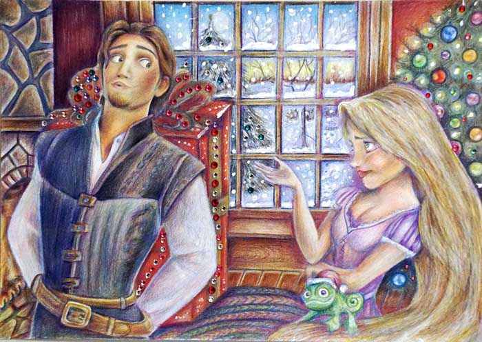 princesse-disney-raiponce-noel-par-alena-koshkar