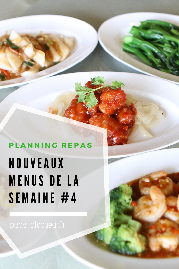 Planning repas : Nouveaux Menus de la semaine #04