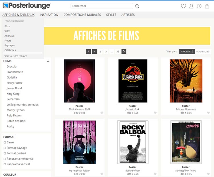Posterlounge : boutique en ligne de tableaux et posters