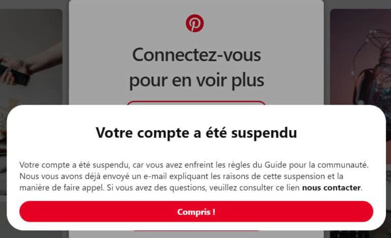 Compte Pinterest suspendu : comment réagir et l&rsquo;éviter ?