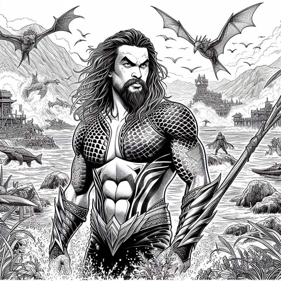 Dessin à colorier des films Aquaman avec Jason Momoa