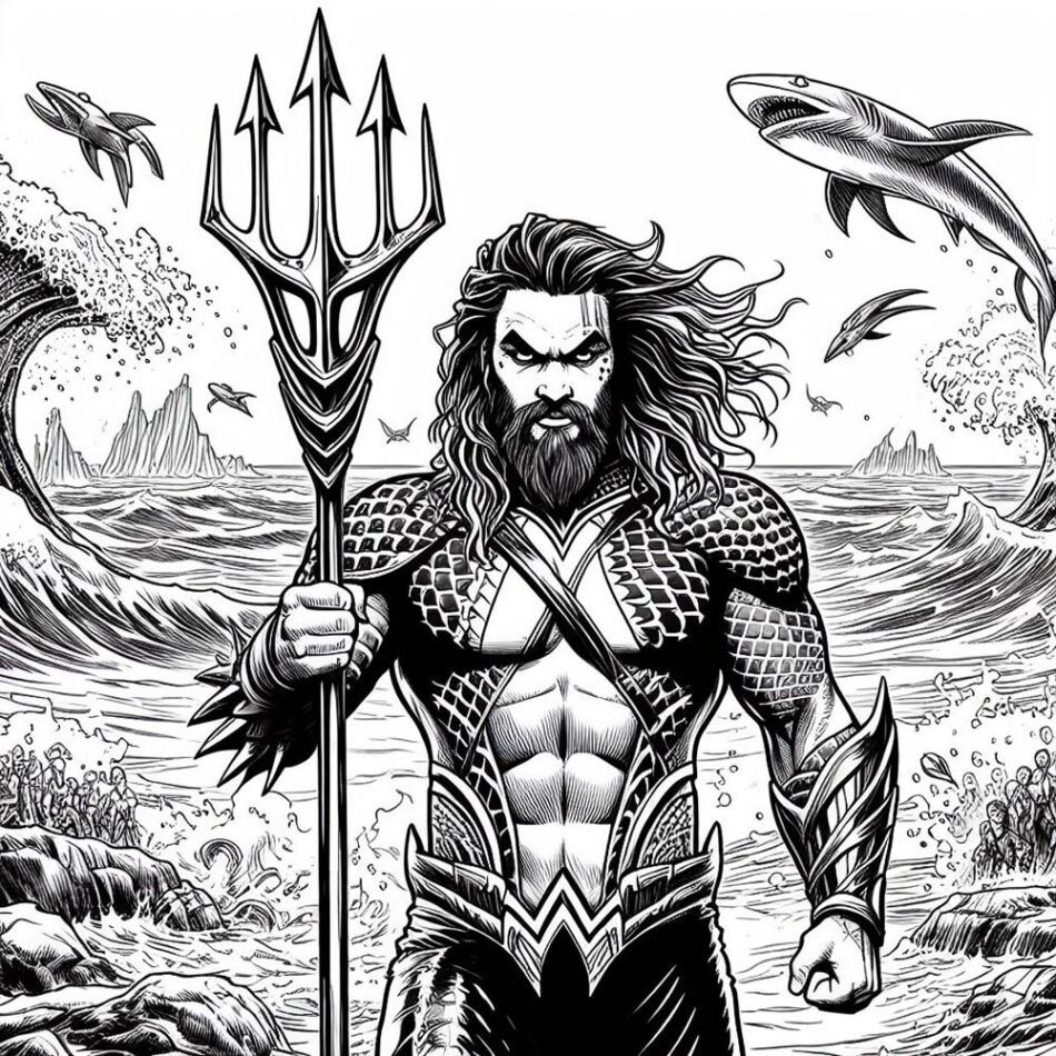 Dessin à colorier des films Aquaman avec Jason Momoa